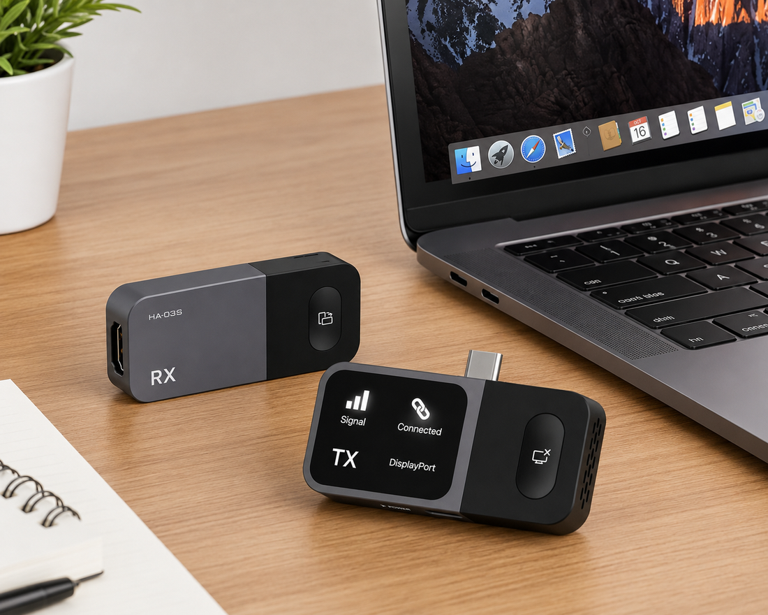 Wireless Screen Sharing Kit | USB-C to HDMI Display Adapter | Plug & Play TX & RX Wireless Display System